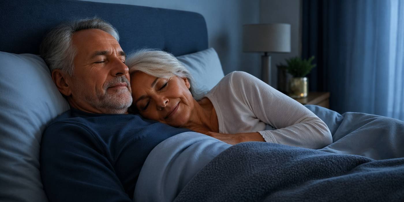 Vertical image of nighttime rest and Restfree wellness for mobile devices